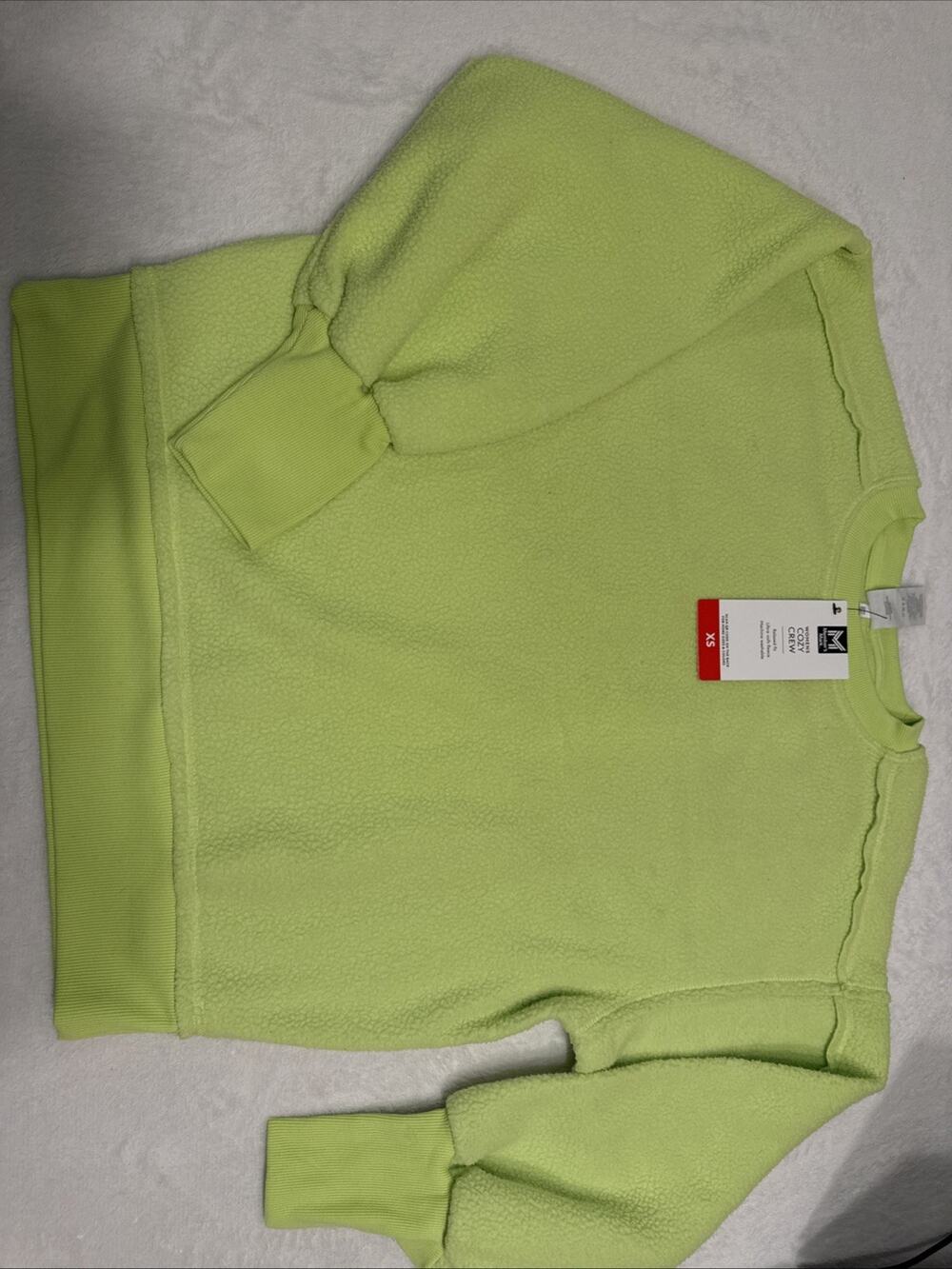 Members Mark Women’s Cozy Crew Lime Green Relaxed Fit Ultra Soft Fleece Size XS